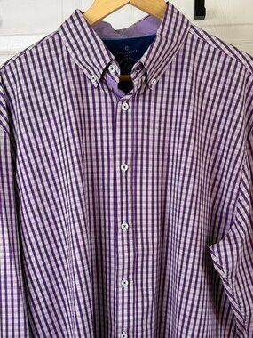 Con.Struct Performance Gingham Button-Down Shirt XL Purple White